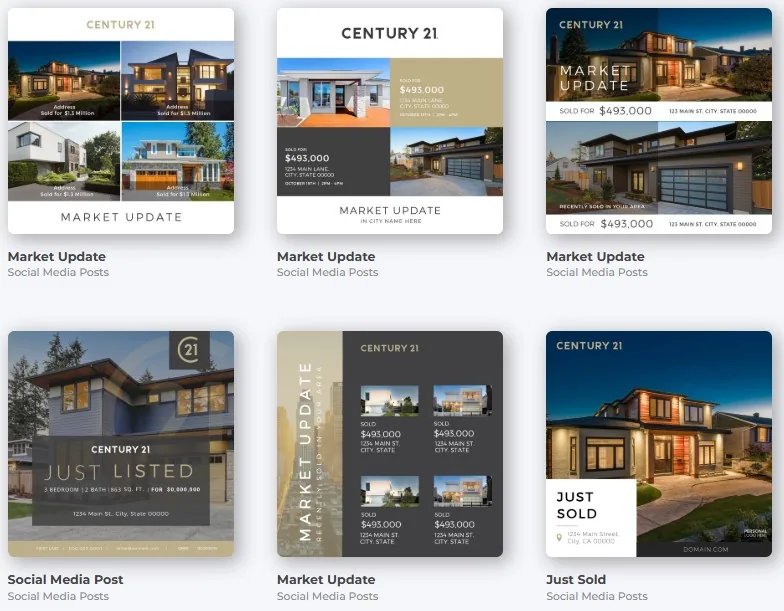 Grid of professional real estate social media templates