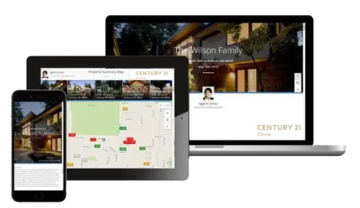 Moxi real estate tools displayed across phone, tablet, and laptop