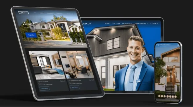 RealScout real estate search platform displayed across desktop, tablet, and mobile screens