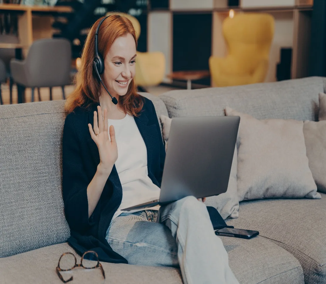 Real estate professional joining a virtual training session from a laptop